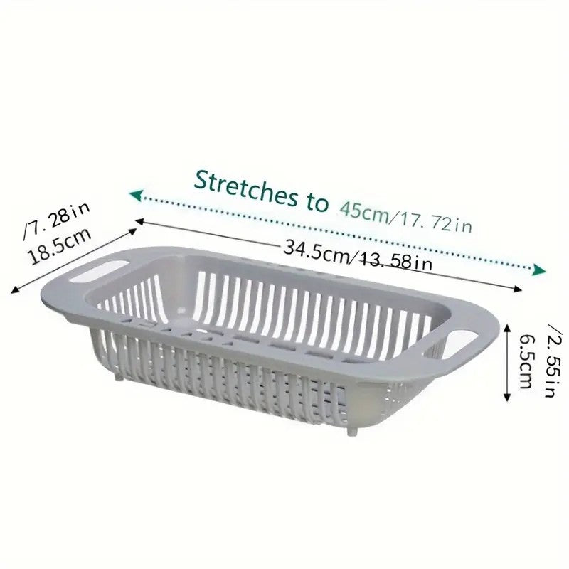 Prateleira de Armazenamento de Cozinha Suporte para Sabão Esponja Cesta Ajustável para Escorrer Vegetais Cesto de Pia Retrátil Ferramentas de Cozinha Multifuncionais