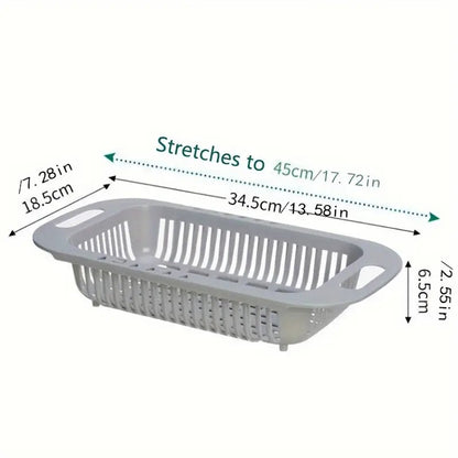 Prateleira de Armazenamento de Cozinha Suporte para Sabão Esponja Cesta Ajustável para Escorrer Vegetais Cesto de Pia Retrátil Ferramentas de Cozinha Multifuncionais