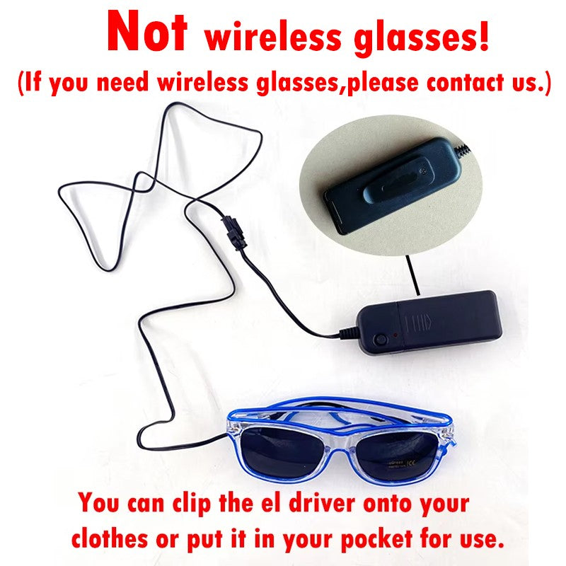 1PC Light Up LED Glasses Glow Sunglasses EL Wire Neon Glasses Glow in The Dark Party Supplies Neon Party Favors for Adults