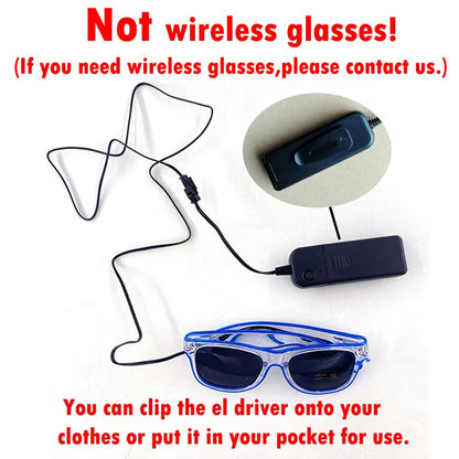 1PC Light Up LED Glasses Glow Sunglasses EL Wire Neon Glasses Glow in The Dark Party Supplies Neon Party Favors for Adults