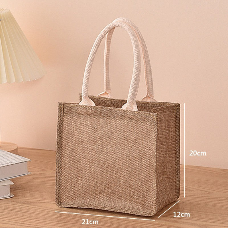 Linen Bag Hand-painted Cotton Sacks Jute Portable Imitation Sacks Linen Bags Shopping Bags Laminated Bags