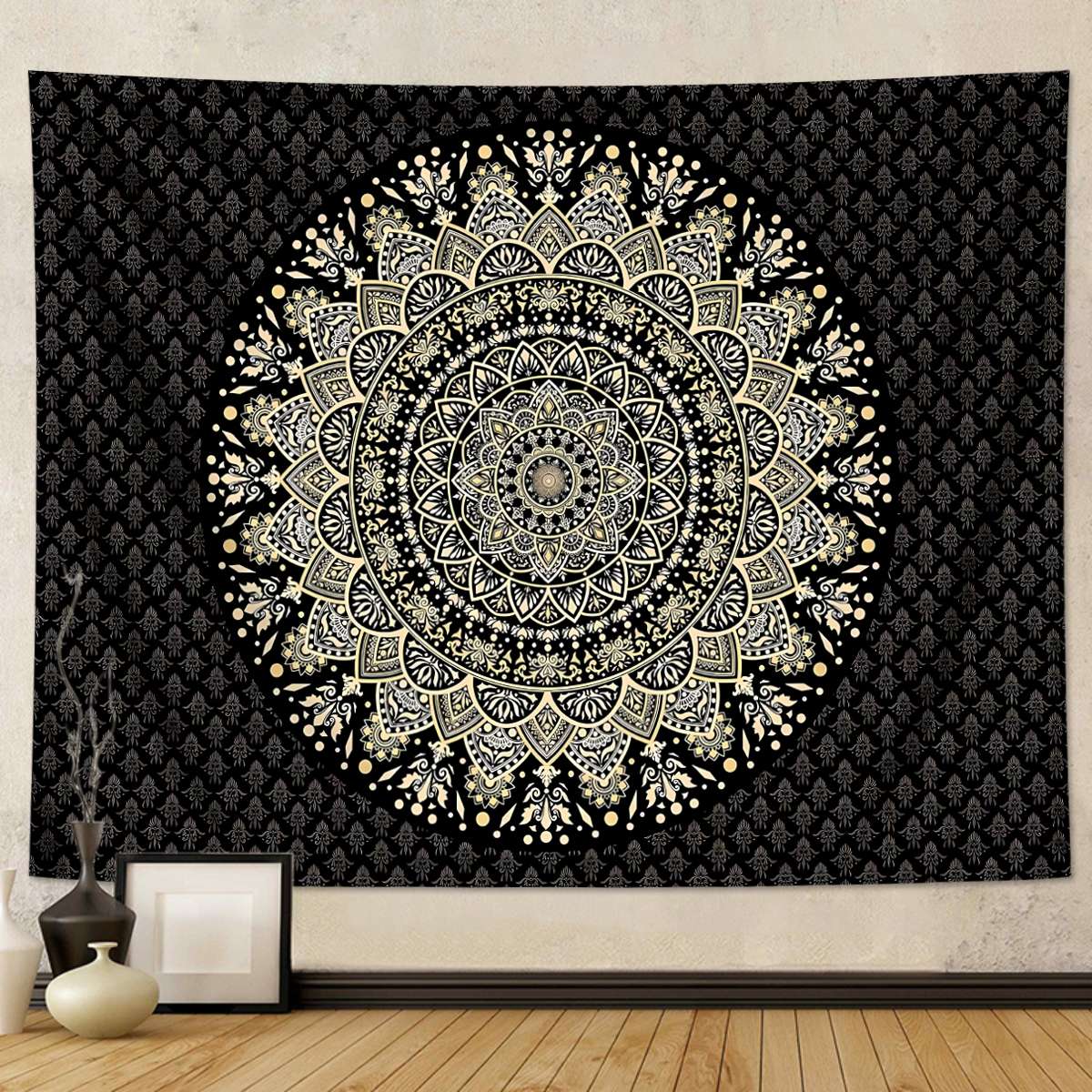 1pc Bohemian Mandala Tapestry, Retro Plant Flower psychedelic Tapestry, Hippie Style Room Decoration Wall Hanging