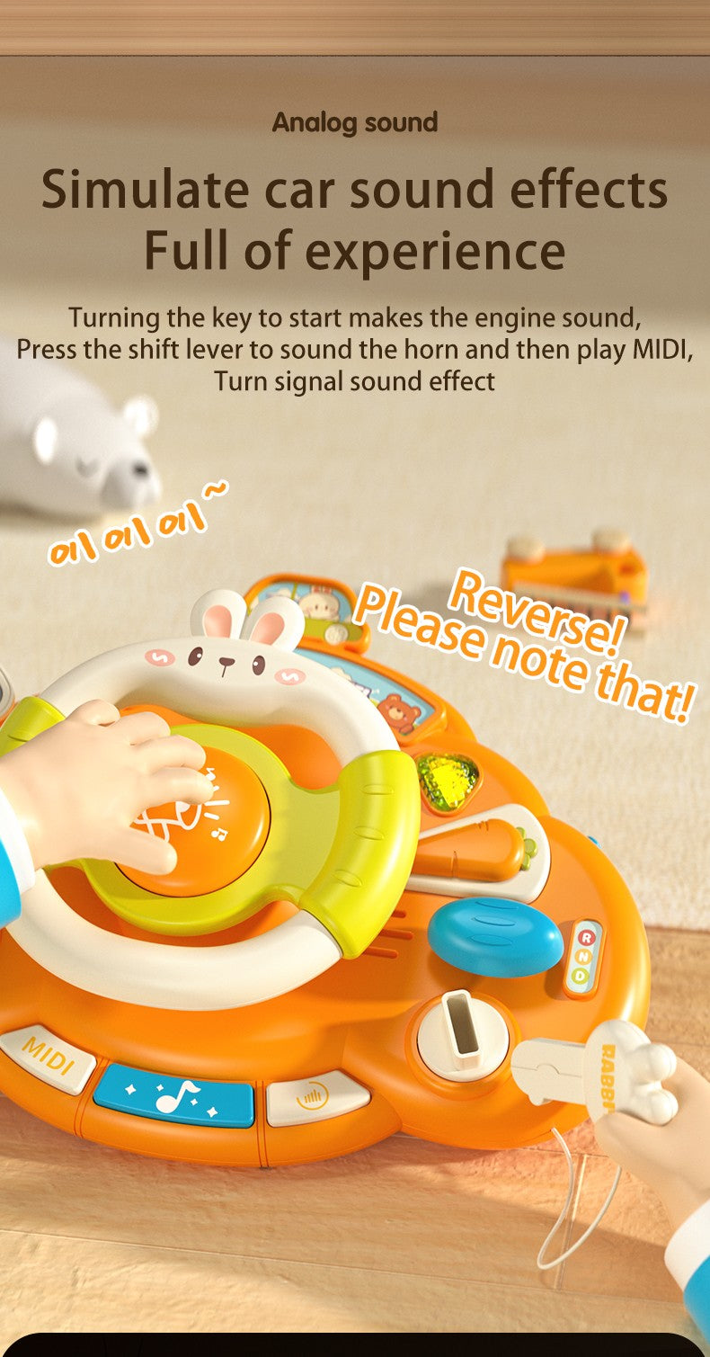 Brinquedo de volante para bebê, educação infantil, brinquedos de direção simulados, luz e música, educativos para bebês, reboque de berço, brinquedos suspensos