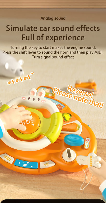 Brinquedo de volante para bebê, educação infantil, brinquedos de direção simulados, luz e música, educativos para bebês, reboque de berço, brinquedos suspensos