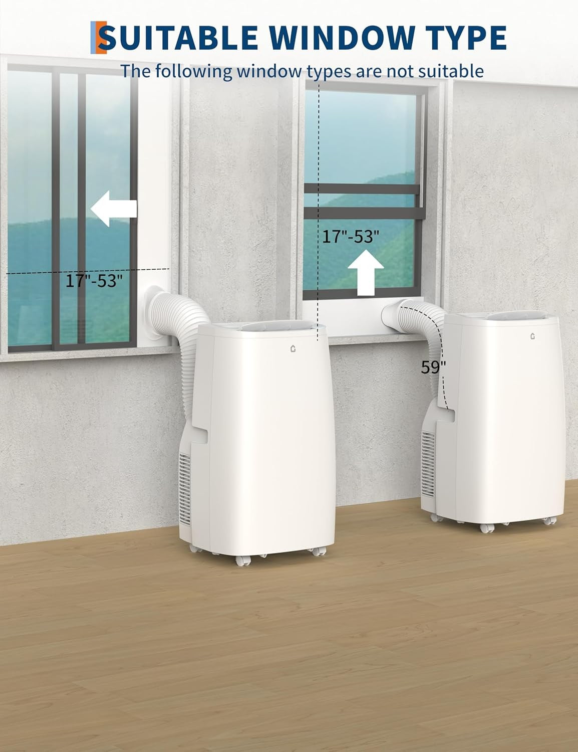 Condicionador de Ar Portátil Versátil 3 em 1 de 14.000 BTUs, Unidades de Ar Condicionado Portáteis para Ambientes com Desumidificador e Ventilador, Ar Condicionado de Quarto