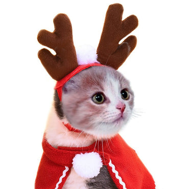 Capa de Inverno Fofa para Pets Cão Gato Roupas de Natal Quente Filhote de Papai Noel Cachecol Vermelho Chapéu Cabeça Engraçado Fantasia de Natal para Pets Cão Gato Capas