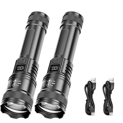 Rechargeable LED Flashlights Zoomable Torch with 18650 Battery 7Modes Waterproof High Power Hand LightFor Outdoor Camping Hiking