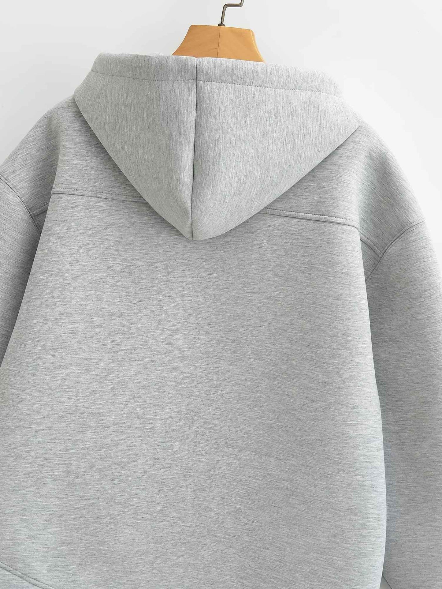 HH Autumn Women Gray Jacket With Hood Long Sleeve Big Pocket Zipper Jacket Coat Woman Loose Casual Outerwear Coat Tops