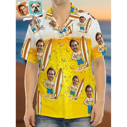 Hip Hop Beer Party Personality Custom Photo Shirt Unisex Leisure Funny Banana Pepper Pattern Hawaiian Shirts Humour Gift Shirt