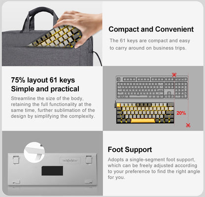 E-YOOSO Z11 Teclado Mecânico para Jogos USB com Fio Red Switch 61 Teclas Gamer Russo Português Brasileiro para Computador PC Laptop