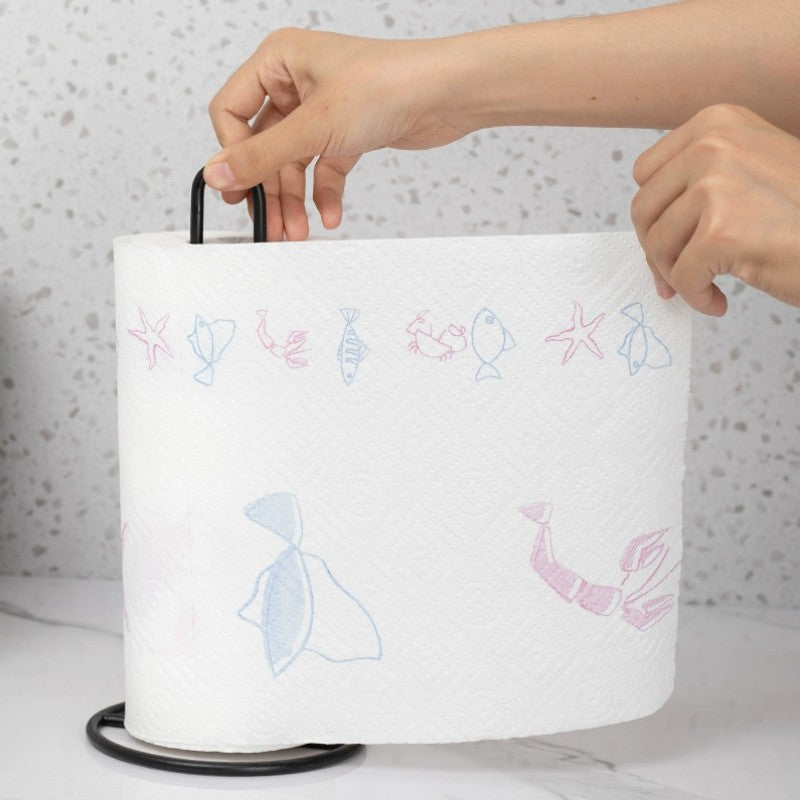 Bathroom accessories Vertical Wrought Iron Tissue Holder Creative Dining Table Storage Desktop Kitchen Roll Paper Holder