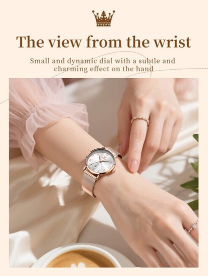 OLEVS New Woman Watch Luxury Brand Quartz Watch Elegant Rose Gold Digital Waterproof Watches Simple Bracelet Women's Watch 5653