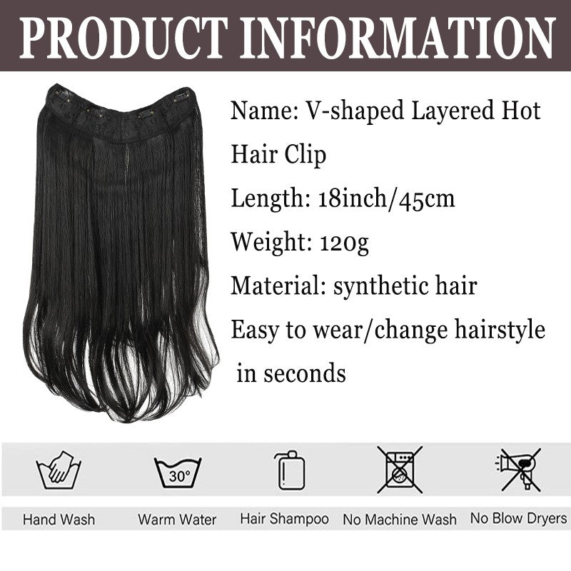 Peruca feminina com botão interno de peça única, cabelo encaracolado longo em camadas, aplique em V