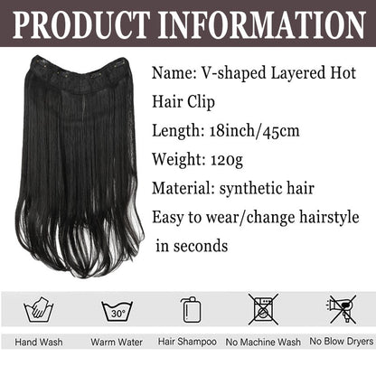 Peruca feminina com botão interno de peça única, cabelo encaracolado longo em camadas, aplique em V