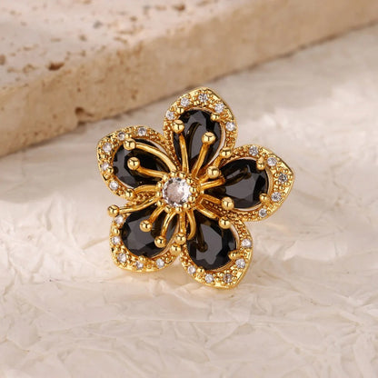 Anéis de Luxo em Aço Inoxidável Banhado a Ouro Pedra Colorida Zircônia Cristal Coração Anel Feminino Casamento Joias Boho Presente de Natal