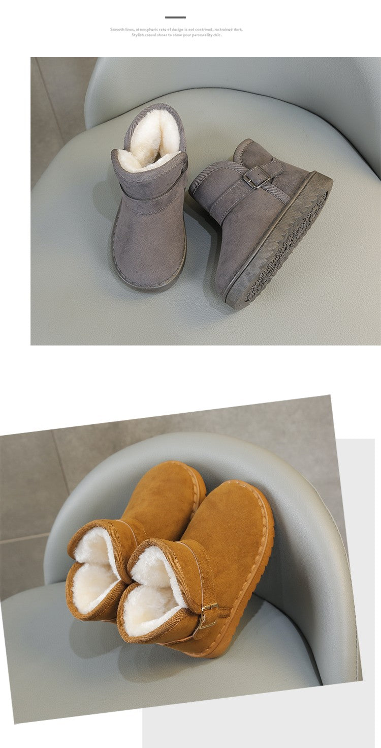 Boys Thermal Boots Kids Versatile Casual Buckle Non-slip Children Fashion Simple Non-slip Girls Snow Boots Cotton Winter Autumn