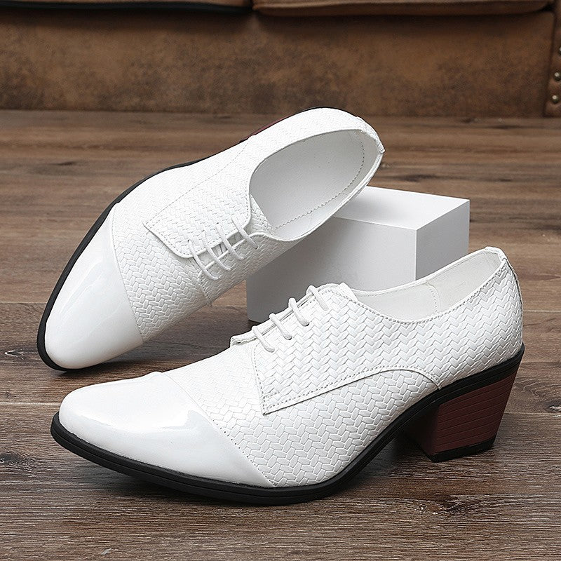 Men's Leather Shoes Banquet Dress Shoes Formal Occasions Men's Business Leather Shoes Office Red High Heels Pointed Shoes