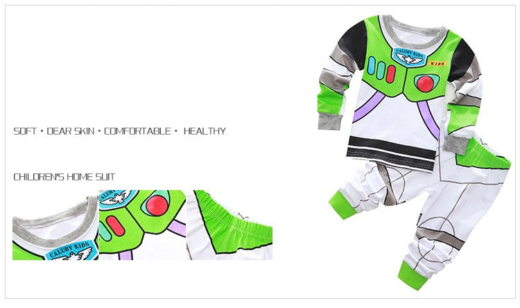 New Kids Pajama Set Cotton Soft Buzz Lightyear Print Loungewear Long Sleeve Pjs Sleepwear for Toddler Boys Girls Nighty