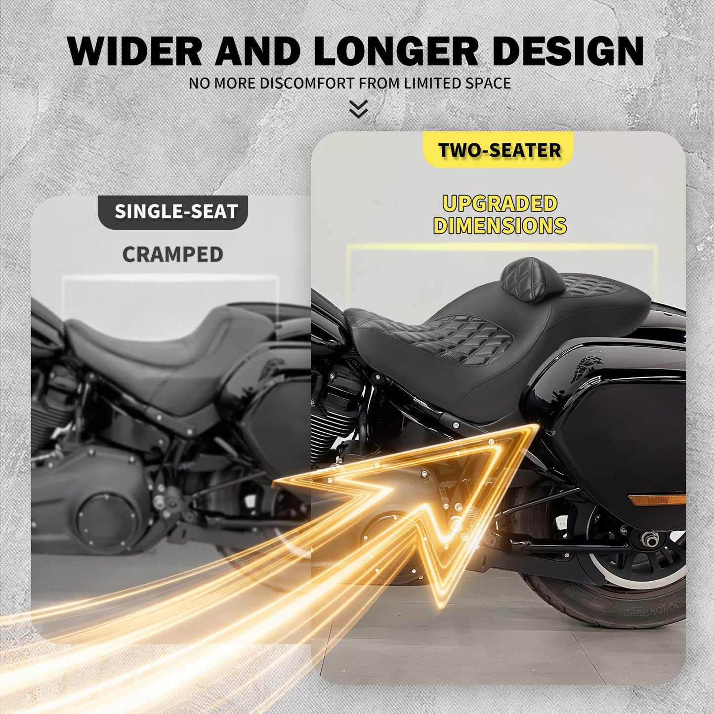 Assento de passageiro do condutor da motocicleta Almofada de assento duplo com encosto para Harley Softail Low Rider ST Sport Glide 2018-2024
