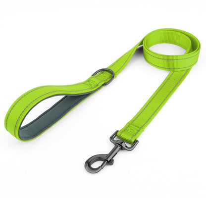Coleira de cachorro Laeds Leashes, coleira de cachorro de nylon de seda reflexiva para cães grandes, médios e pequenos passearem, corda engrossada para passear com animais de estimação