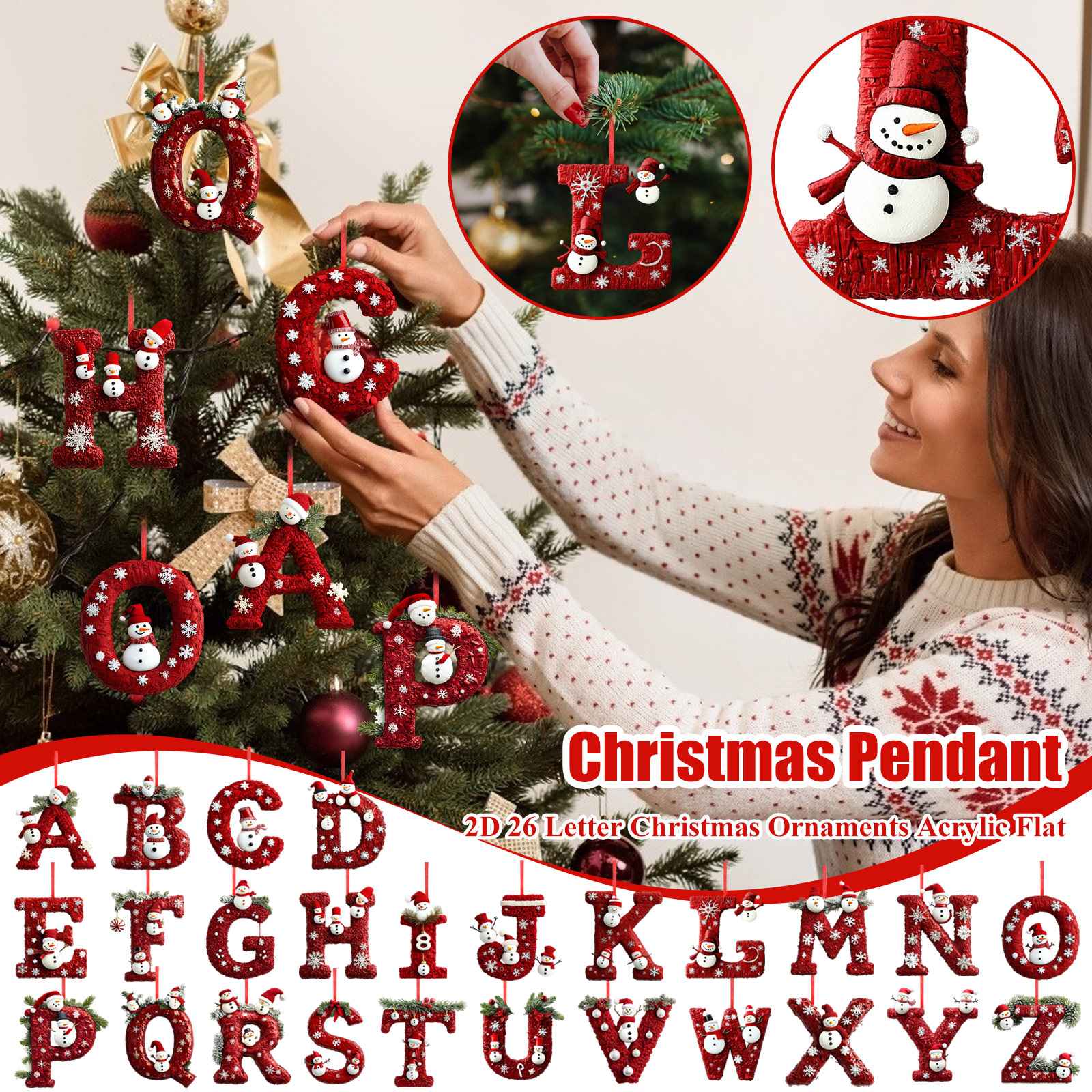 26 Letter Christmas Tree Hanging Personalized Christmas Letter Decoration Holiday Ornaments Christmas Tree Ornaments 2025