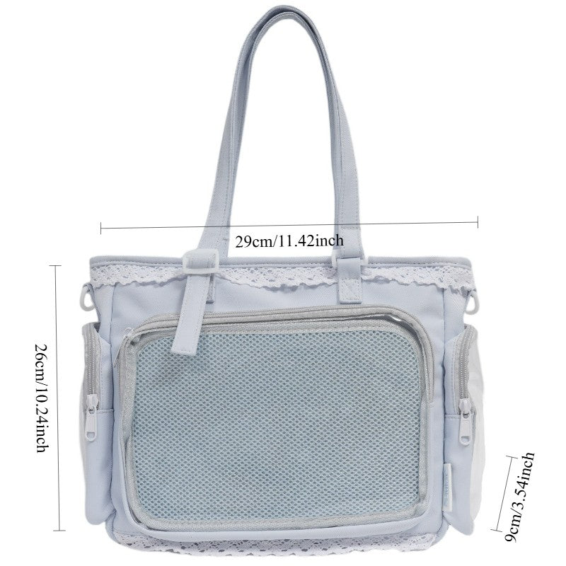 New Japanese Style Transparent Crossbody Bag Cute Candy Color Commuting Shoulder Bag for Girls Simple and Casual Texture Ita Bag