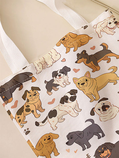 Dog pattern printed casual handbag, reusable fashionable backpack, multifunctional handbag, canvas shopping bag