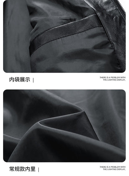 Men's Season Pu Motorcycle Leather Jacket Solid Color Lapels Jacket Coats Fashion Men's Top
