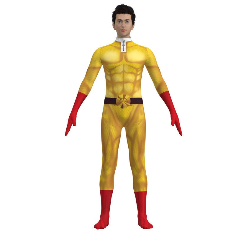 One Punch Man Cosplay Costumes For  Saitama Anime Cosplay Bodysuit Superhero Halloween Jumpsuits Outfits with Cloak Role