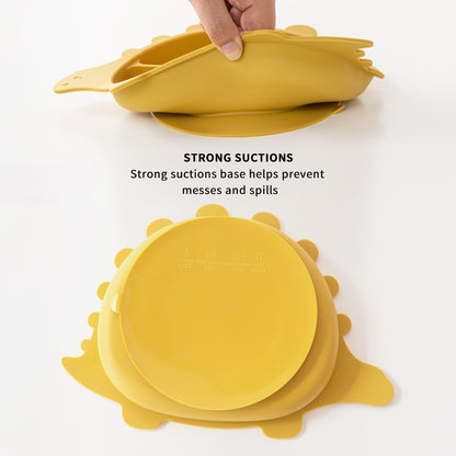 BPA Free Baby Silicone Sucker Bowl Plate Children's Tableware Training Fork Spoon Portable Feeding Snack Cup Dining Appliance