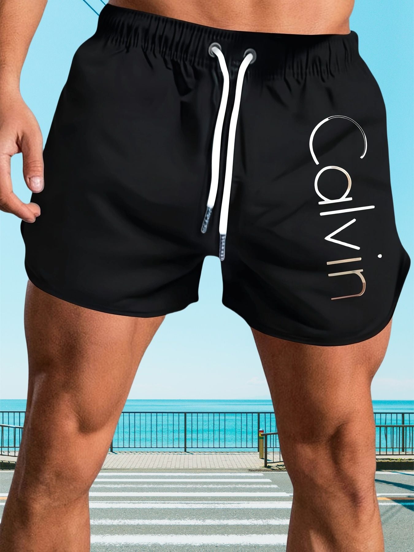 Men's Breathable Sexy Swimsuit Low Waist Casual Beach Shorts Drawstring Boxer Briefs Surfing Volleyball Summer S-3XL