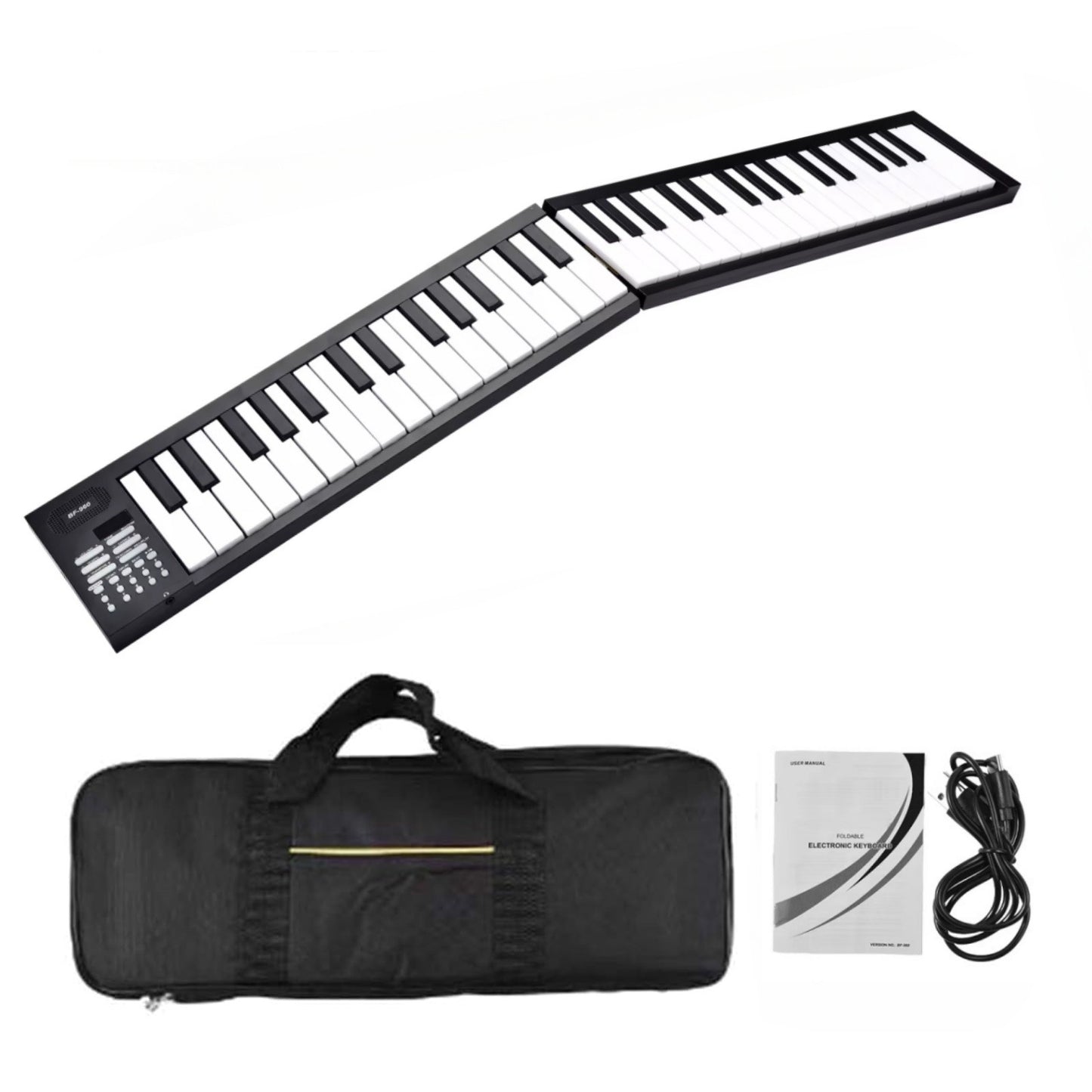 Teclado eletrônico dobrável de 61 teclas Piano portátil com display LED/Bateria embutida/Instrumento musical de teclado eletrônico