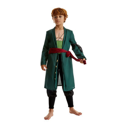 Anime Figures Roronoa Zoro Cosplay Costume Uniform Green Coat Pants Head Scarf Roronoa Zoro Wig Earrings Halloween Men Clothes