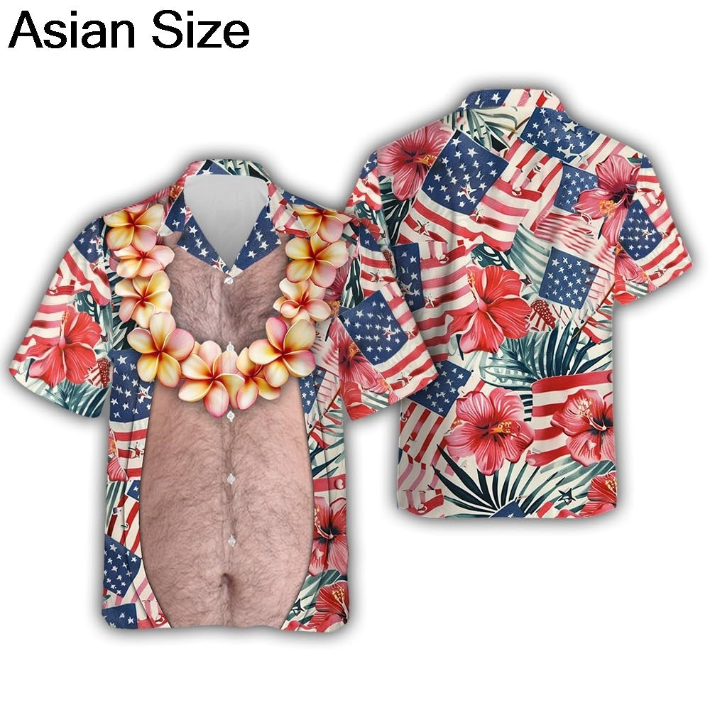 Funny Design Big Belly Hawaiian Shirts Funny Vacation Mens Shirts Casual Button Down Tropical Beach Shirts Y2k Unisex Blouses