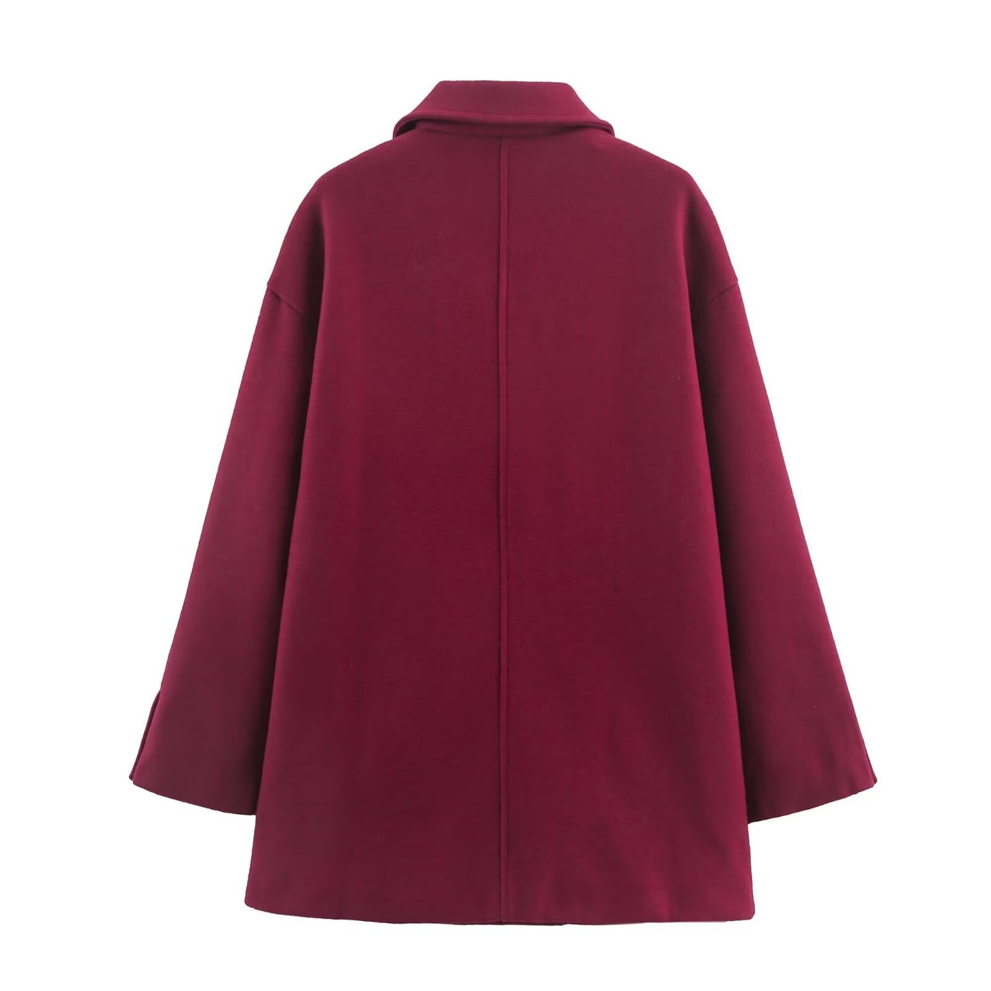 Thickened Double-Breasted Warm Collar Two-Tone Women's Winter Coat Fashionable Commute Style Polyester Fiber Long Sleeve Coat