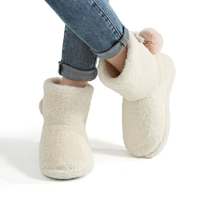 Gacimy Women's Winter Plush Snow Boots Outdoor Non-slip Casual Furry Cotton Boots Indoor Warm Cozy House Shoes Fuzzy Flat Boots