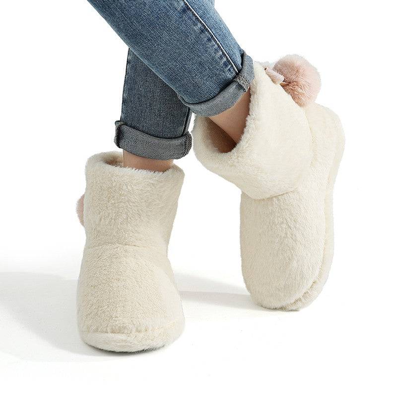 Gacimy Women's Winter Plush Snow Boots Outdoor Non-slip Casual Furry Cotton Boots Indoor Warm Cozy House Shoes Fuzzy Flat Boots