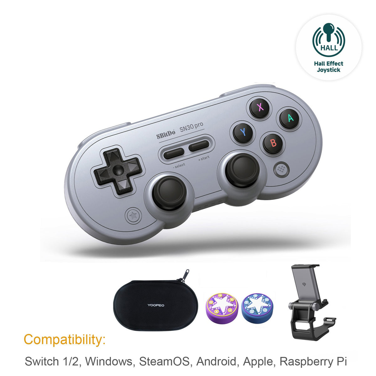 8Bitdo SN30 Pro Bluetooth Wireless Gaming Controller with Hall Effect for Switch 2 MacOS Android Raspberry Pi Windows Steam Deck