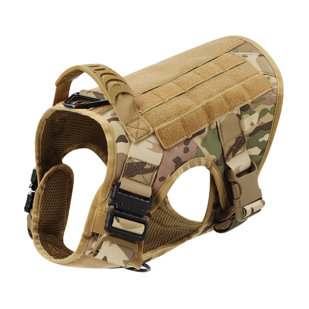 Coleira Peitoral Tática para Cães com Alça e Bolsas Molle para Cães de Porte Médio e Grande, Colete Militar de Treinamento para Pets, Coleira Ajustável para Cães de Serviço