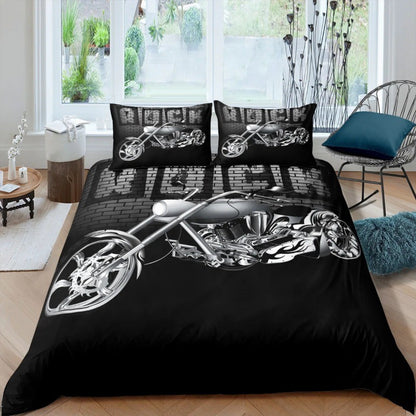 Conjunto de cama de quarto popular para homens Super legal Motocicleta Trator Conjunto de cama de luxo 100% poliéster Conjuntos de capa de cama Fronhas