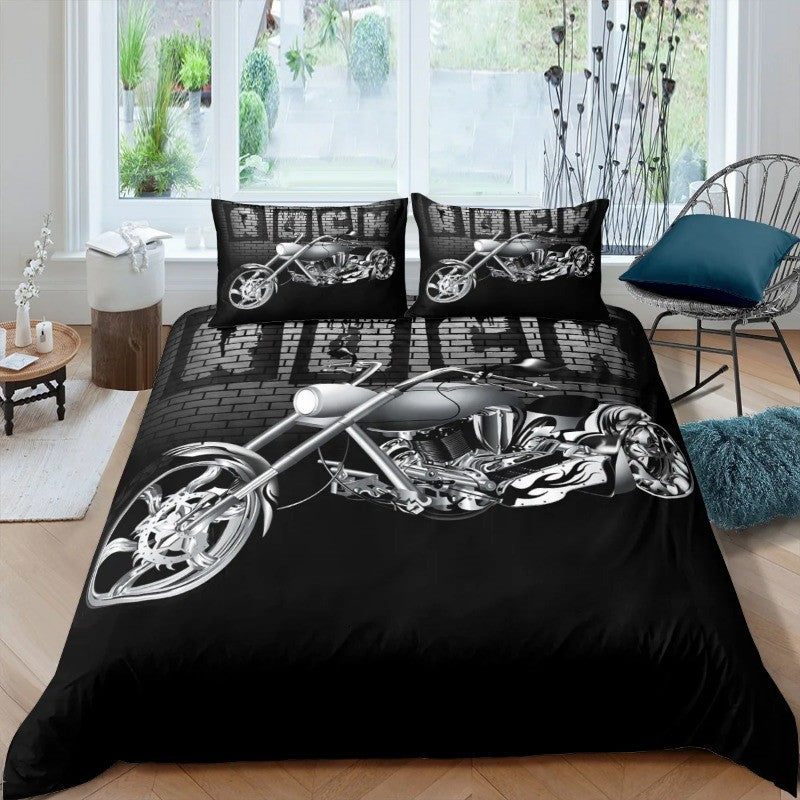 Conjunto de cama de quarto popular para homens Super legal Motocicleta Trator Conjunto de cama de luxo 100% poliéster Conjuntos de capa de cama Fronhas