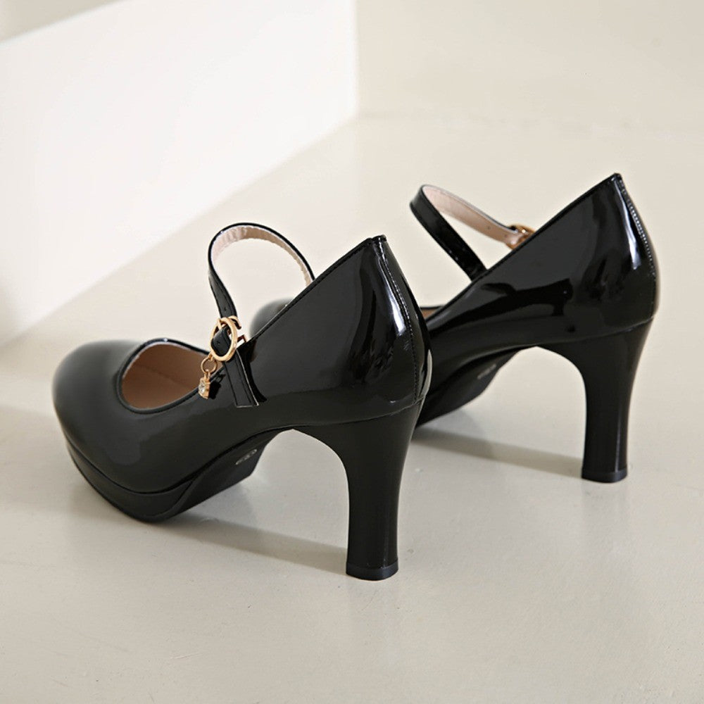 2025 Women's Black High Heels Spring Casual Shoes Women's High Heels Solid Color Wedge Shoes Plus Size High Heels Size 34-42