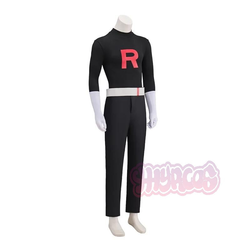 Anime Team Rocket Grunt Cosplay Costumes Anime Black Uniform Hat Halloween Cosplay Costume Full Set Women Men Carnival Party