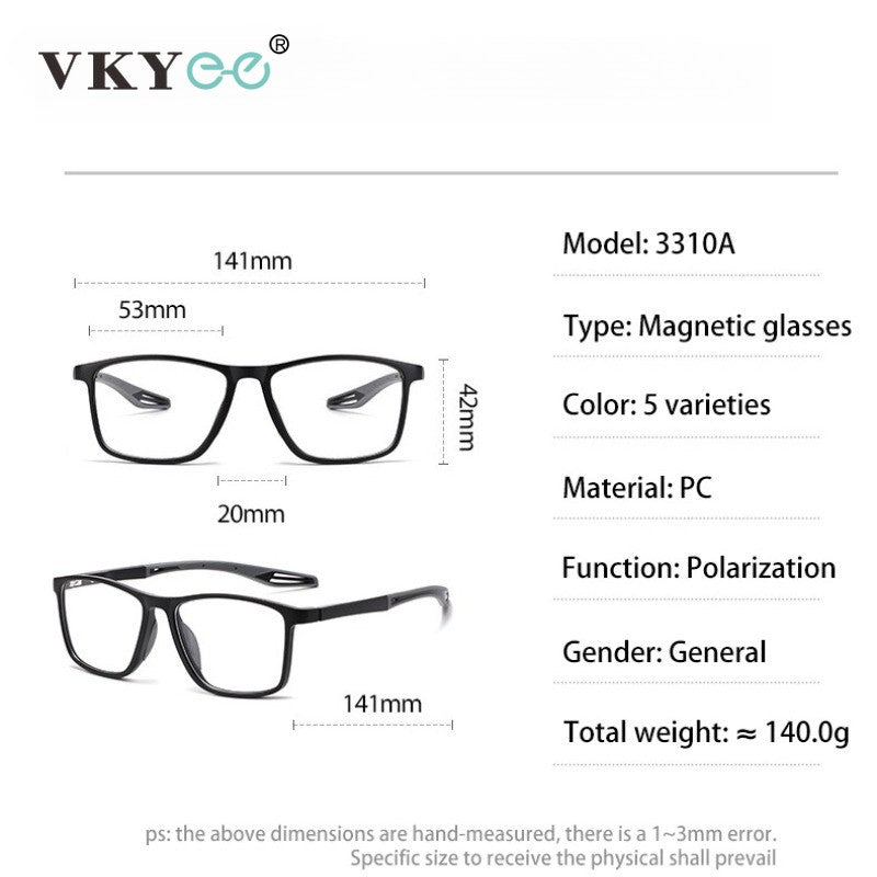 VICKY New Magnetic Clip-On Polarized Sunglasses Men Driving Night Vision Anti Blue Light Reading Glasses Women Prescription 3310