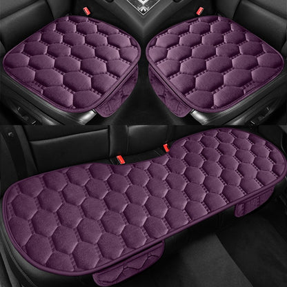 Car seat cushion three piece set, single seat, single piece, winter plush backrest, no binding, anti slip, cold resistant pad