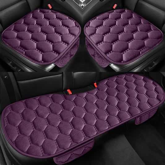 Car seat cushion three piece set, single seat, single piece, winter plush backrest, no binding, anti slip, cold resistant pad