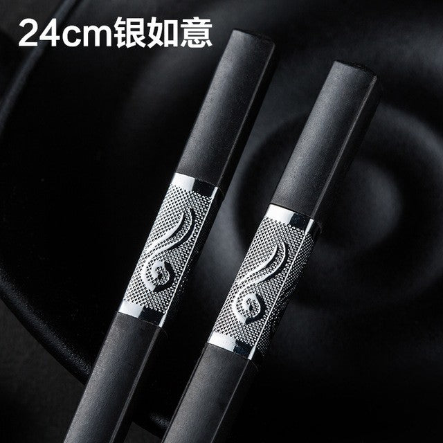 1 Pair Chinese style chopsticks tableware food stick alloy Catering utensils sushi sticks Non-slip Household Kitchen Utensils