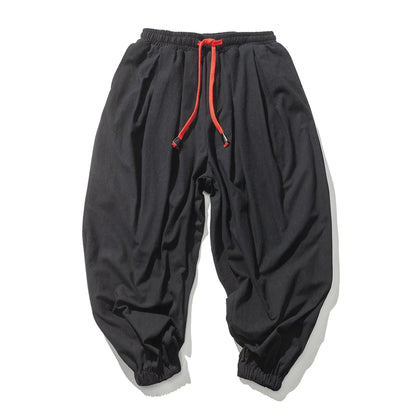 New Trendy Men Harem Pants Loose Oversized Style Cotton and Linen High Quality Jogger Sweatpants Casual Male Trousers