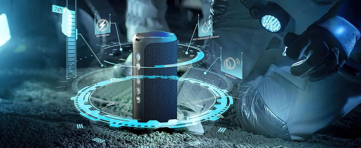Caixas de Som Bluetooth Ortizan 40W Som Alto Portátil Estéreo Sem Fio IPX7 À Prova d'Água Pareamento Duplo Graves Profundos Caixa de Música LED