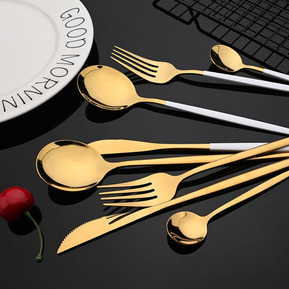 Conjunto de Talheres Portátil para Viagem Preto e Prata com 10 Peças, Hashis Colher de Aço Inoxidável, Conjunto de Utensílios de Mesa Coreano de Luxo